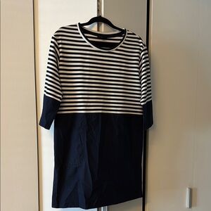 COS White and Blue Sheath Dress 3/4 Raglan Sleeves